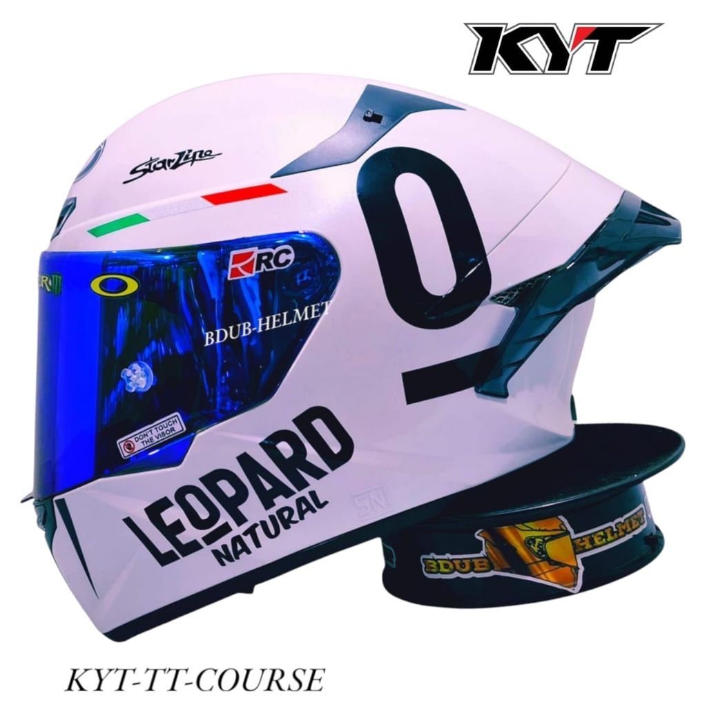 Helm KYT TT course white paket ganteng original KYT
