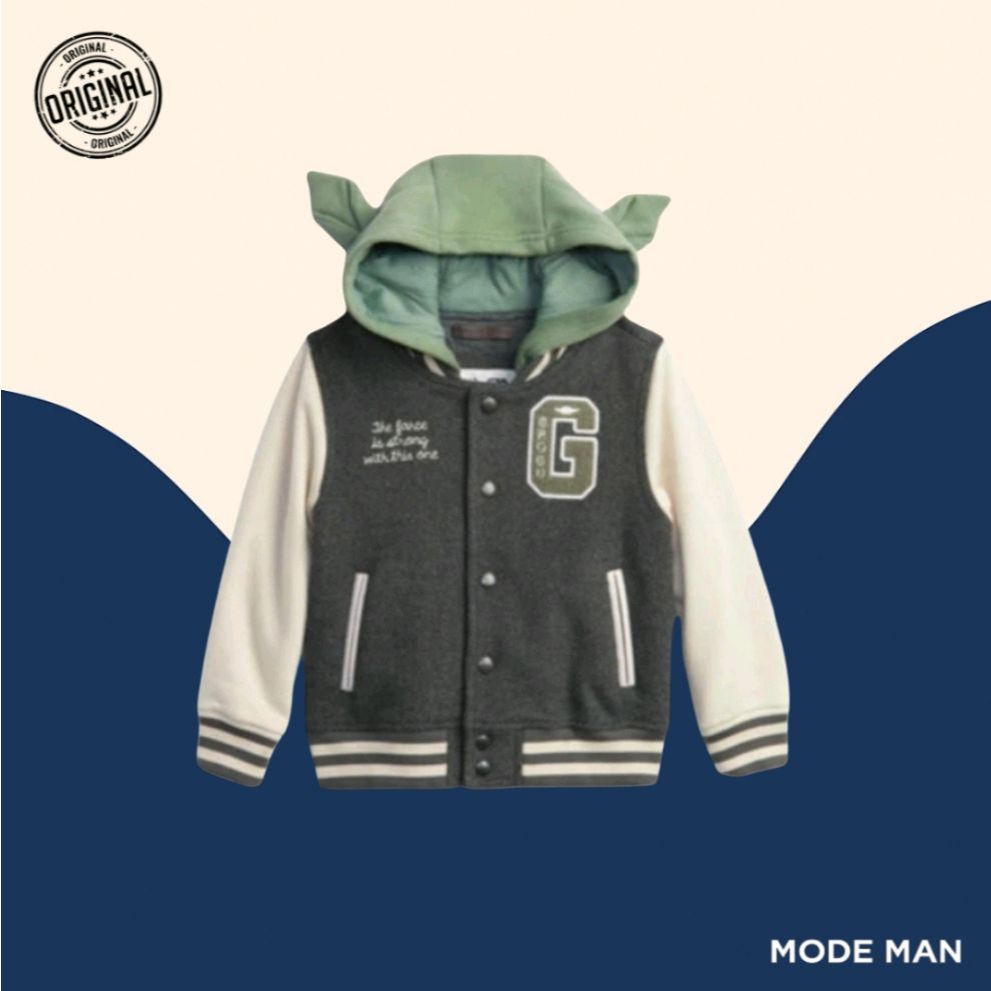 Gap Baby Star Wars Varsity Jacket – Jaket Bayi Rajut Hoodie Charcoal Gray 12–18 Bulan 100% Original