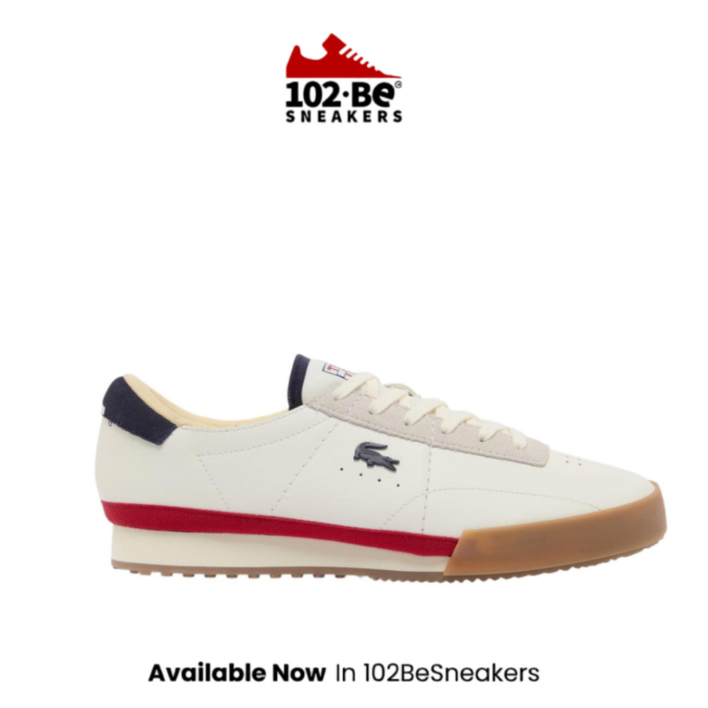 Sepatu Lacoste aura leather men’s sneakers shoes - white Original