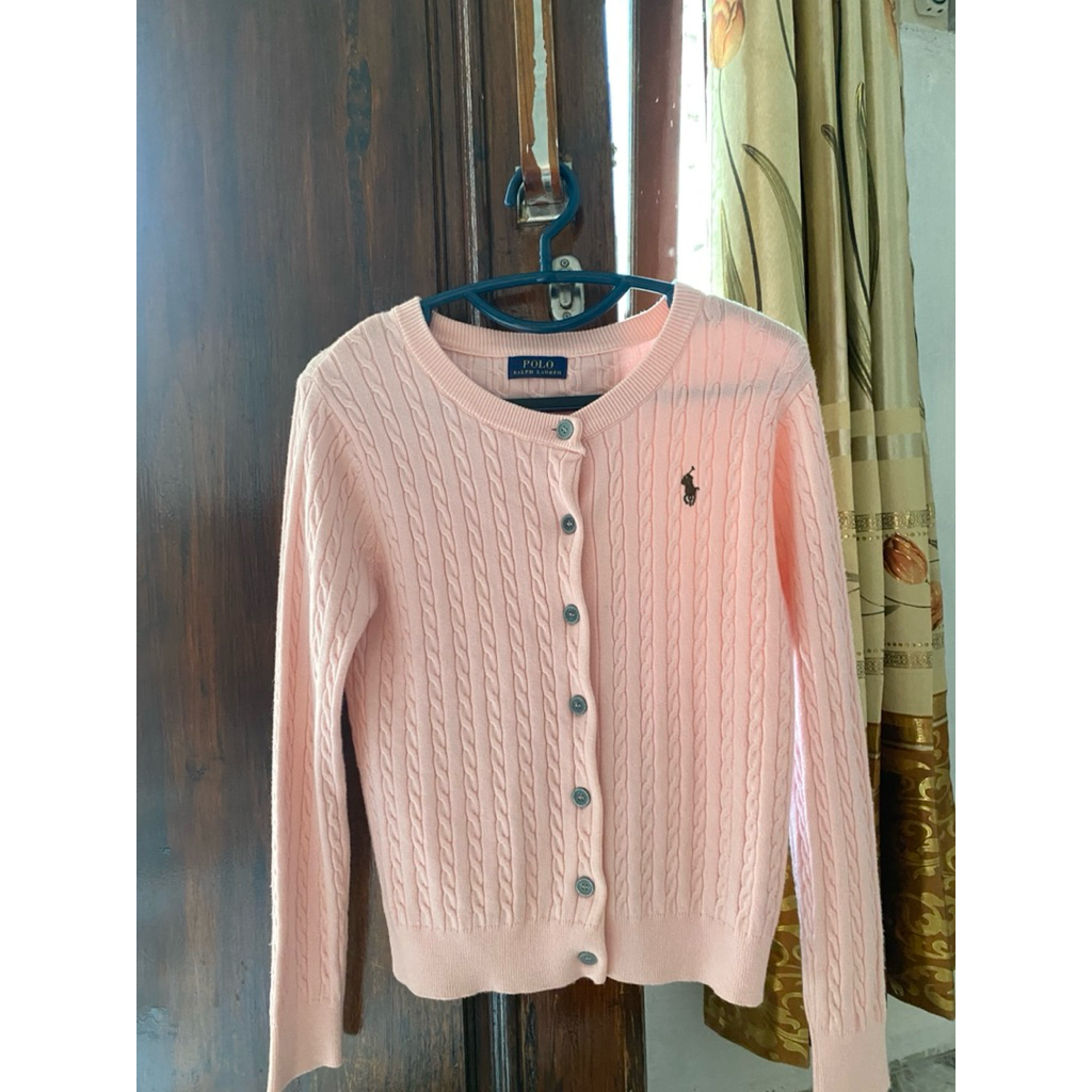 Cardigan Rajut Pink POLO Ralph Lauren Preloved Wanita