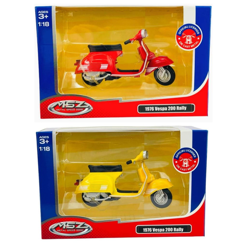 Miniatur Vespa Apollo MSZ Diecast Motor Vespa 1976 Vespa 200 Rally Die cast Metal Speed Zone 1/18