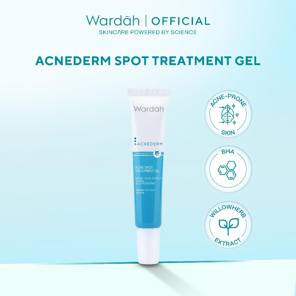 WARDAH Acnederm Acne Spot Treatment Gel 15 ml - Totol Jerawat dengan BHA dan Willowherb Extracts - M