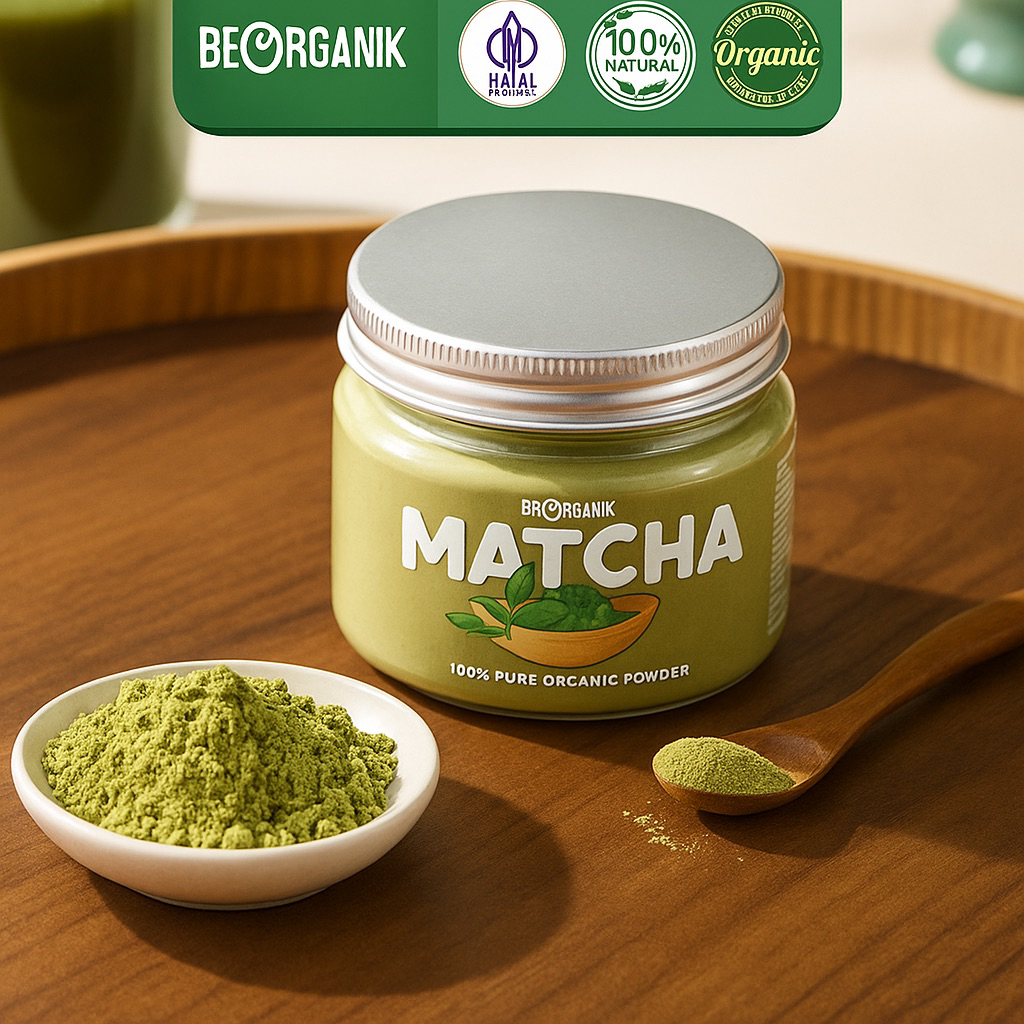 

BEORGANIK 100% ORI, Pure Matcha Powder / Bubuk Matcha Organik Murni Uji Matcha