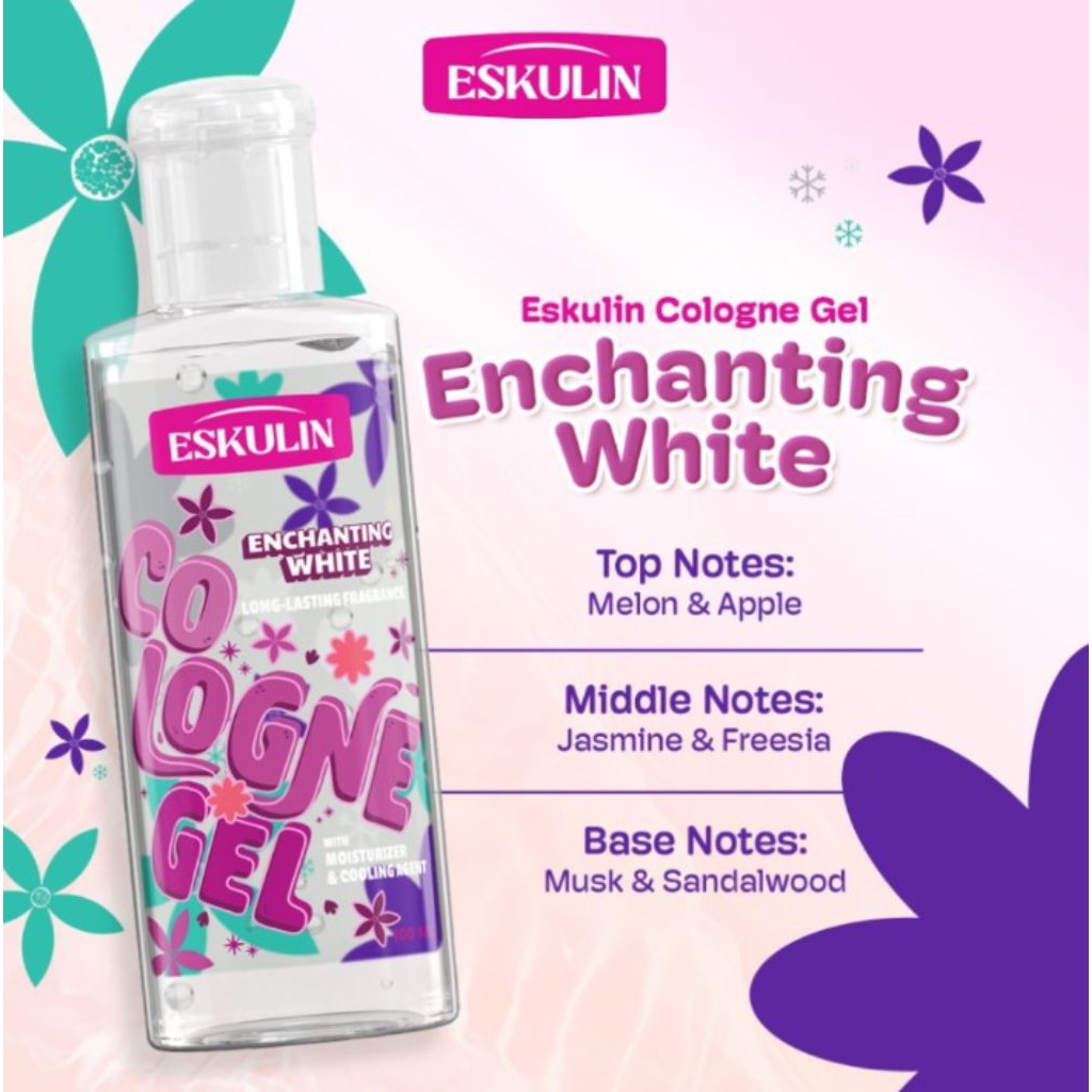 ESKULIN, MINYAK WANGI, ESKULIN GEL, ESKULIN COLOGNE GEL, ESKULIN ENCHANTING WHITE, MINYAK WANGI.