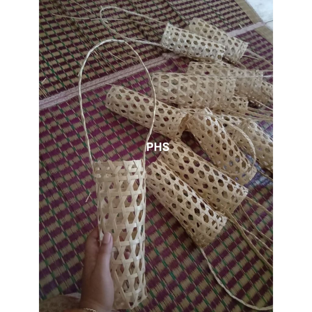 Anyaman bambu kemasan botol marjan 7x20