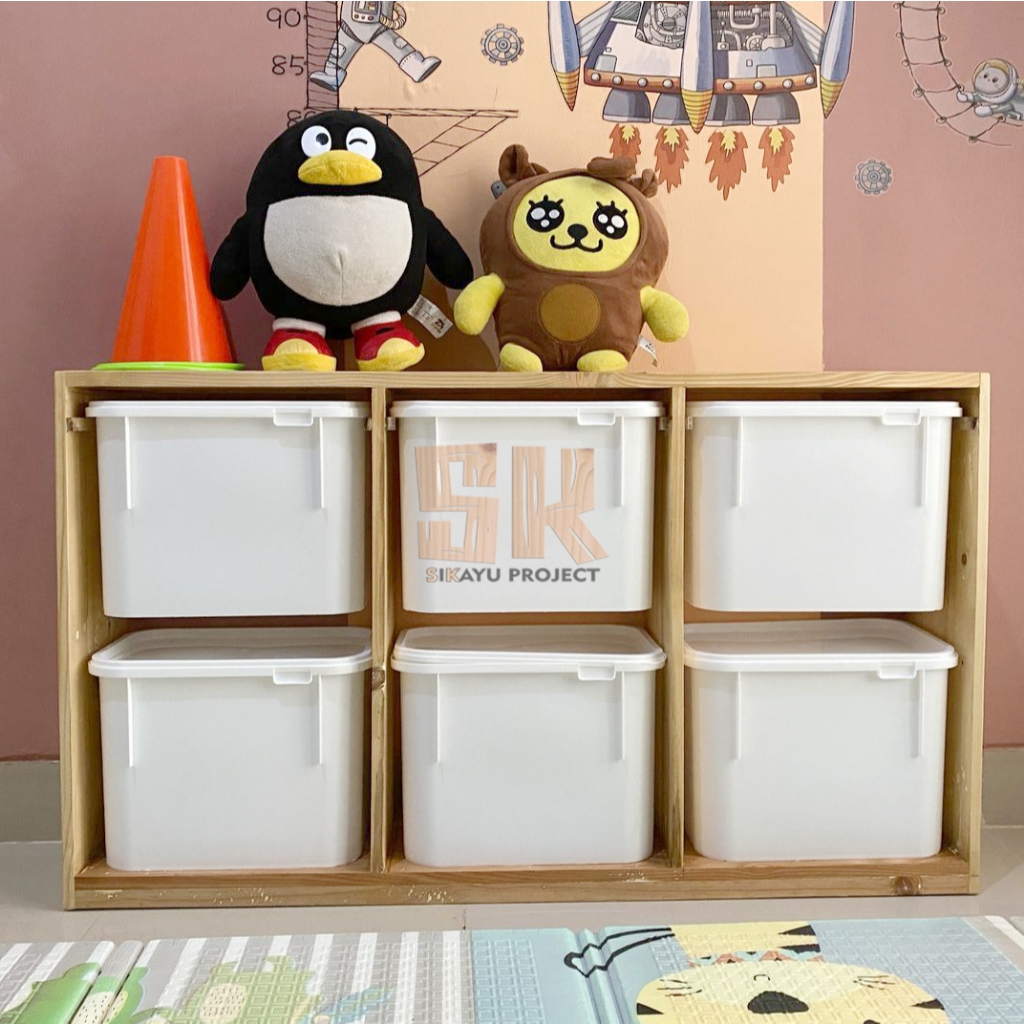 Rak Mainan Anak Minimalis 6 Box Polos - Rak Buku Minimalis Trofast Mainan Anak /Rak Serbaguna/Rak Tr