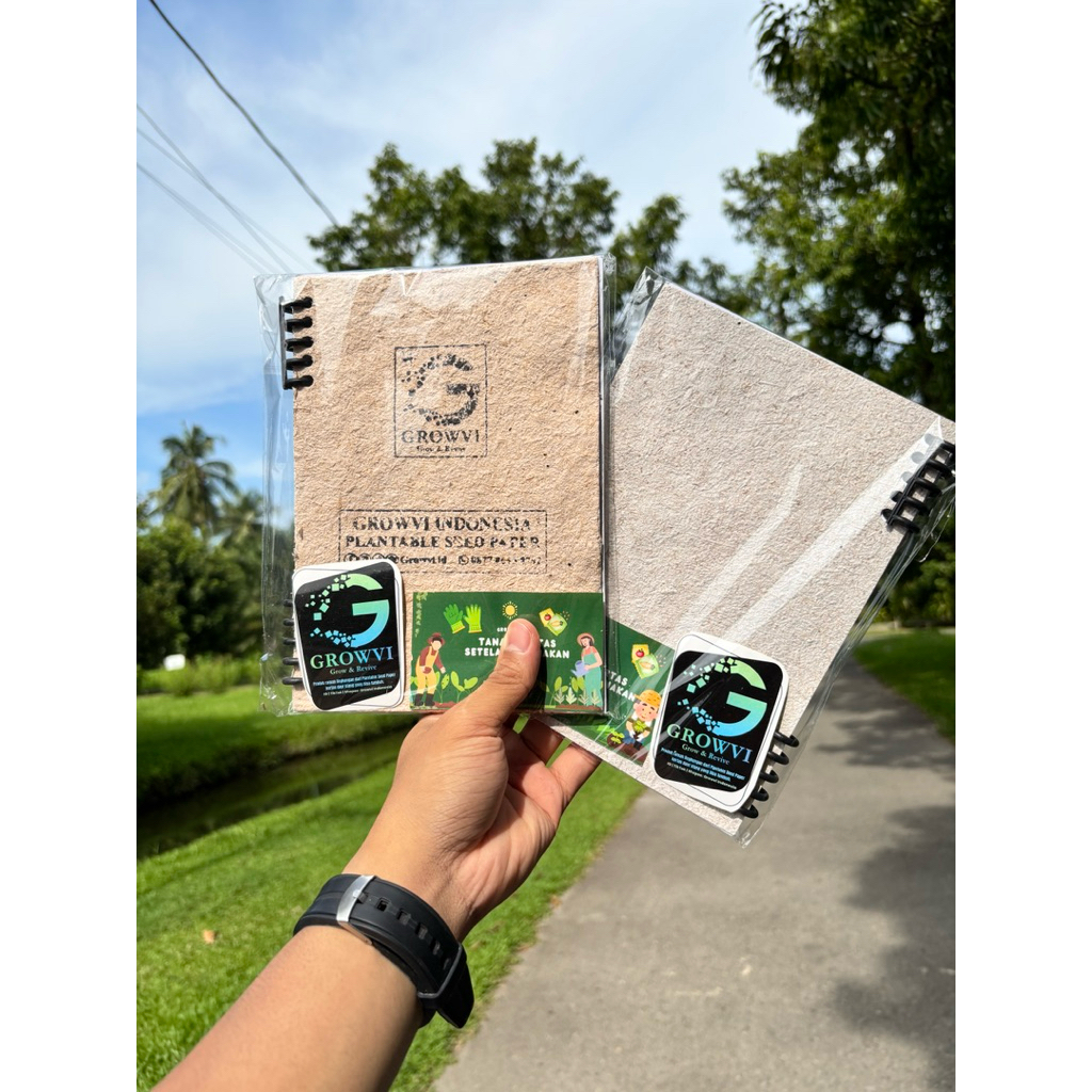 

Notebook (Buku Catatan) aestetik dari Kertas GROWVI - A5 - FREE STIKER - bisa didaur ulang