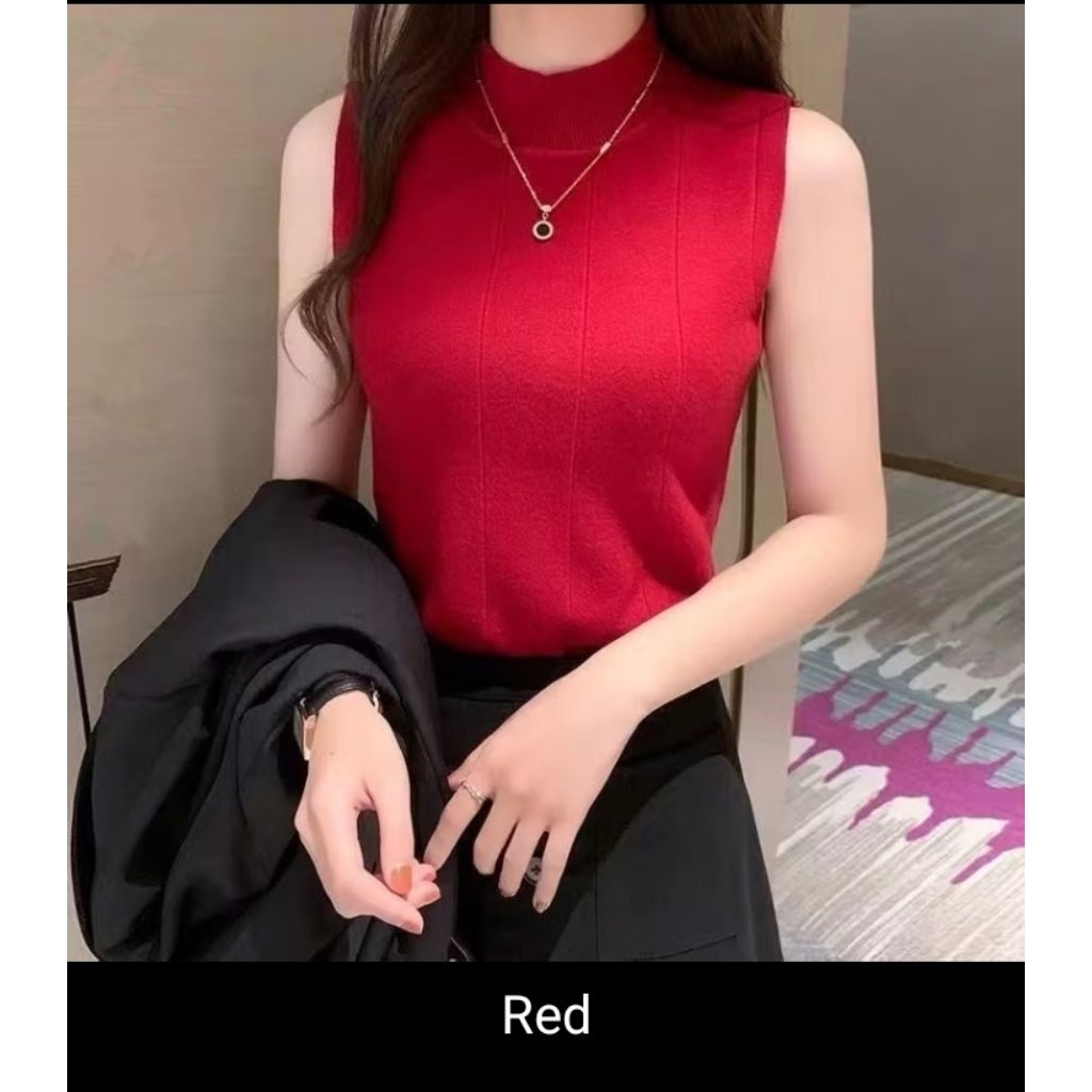 KodeA Atasan rajut premium tanpa lengan/inner Turtleneck