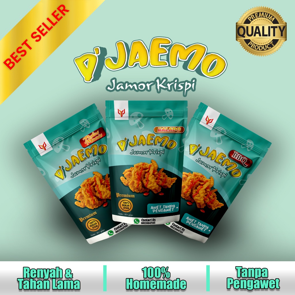

D’Jaemo Jamur Krispi Premium 85g+ | BBQ, Balado, Pedas Manis | Snack Renyah Tanpa Pengawet