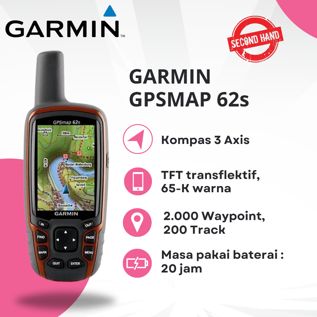 GPS Garmin 62s / Garmin GPSMap 62s Second Komplit
