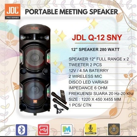 Speaker Portabel JDL 12 inch Double JDL Q 12 SNY Bluetooth Original