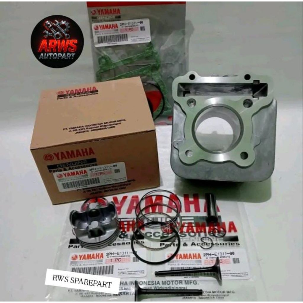 Blok seher Komplit 2PH + Klep set + topset Yamaha Mio M3 Soul GT 125 Fino 125 X Ride 125 Ori YGP 2PH