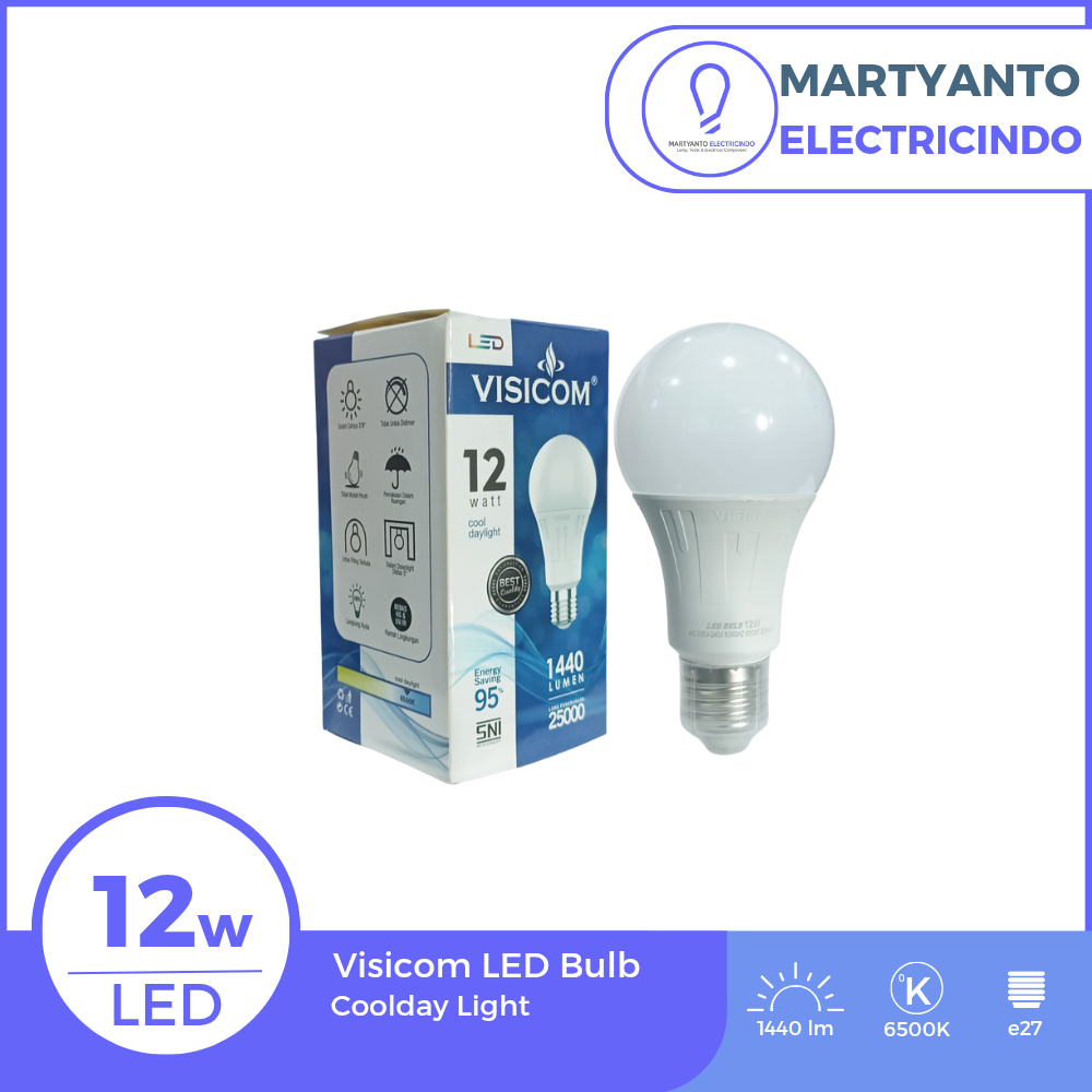 Lampu LED Bulb Visicom 12 Watt Warna Putih