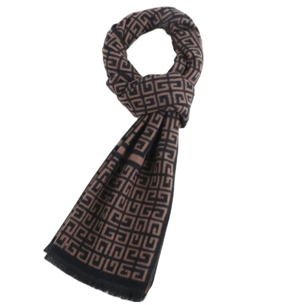 syal leher pria musim dingin pria wanita motif