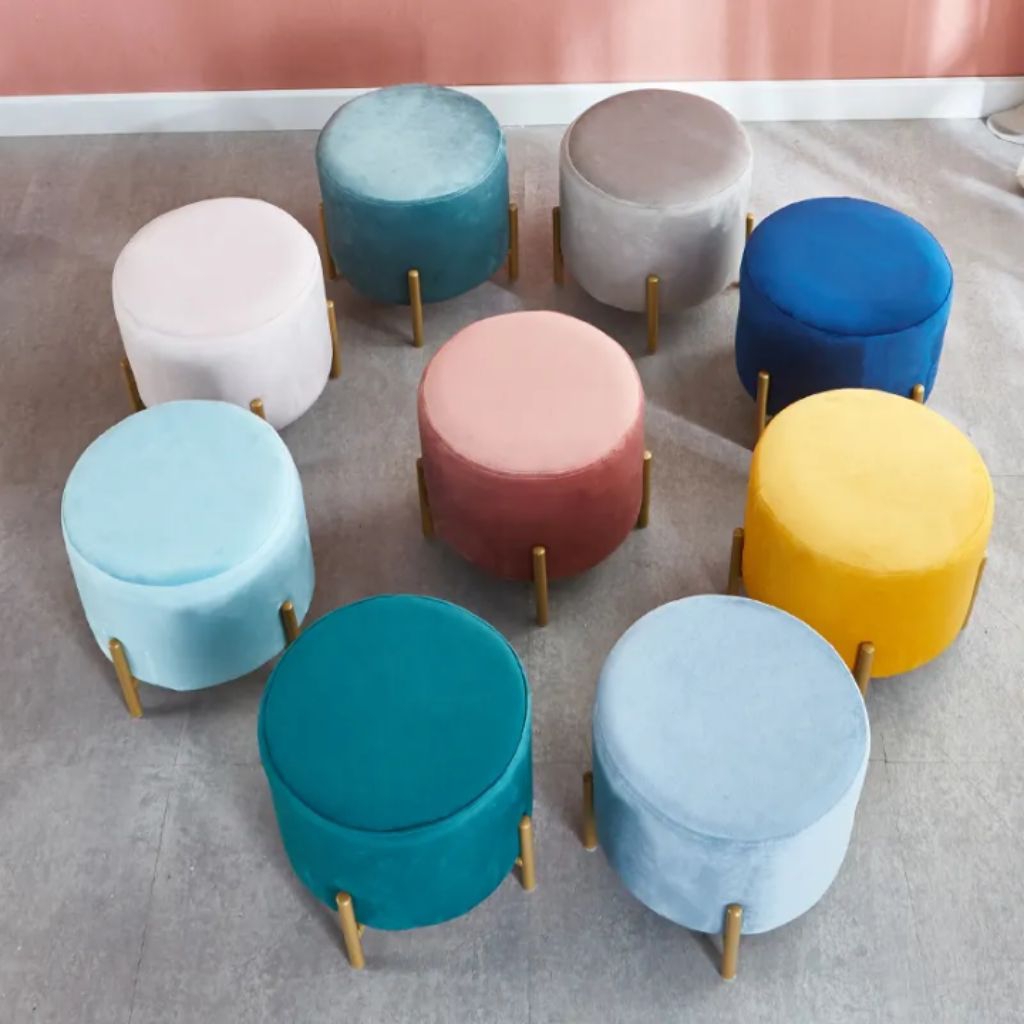 MKa37 sofa stool stool bulat stool kaki besi D40cm