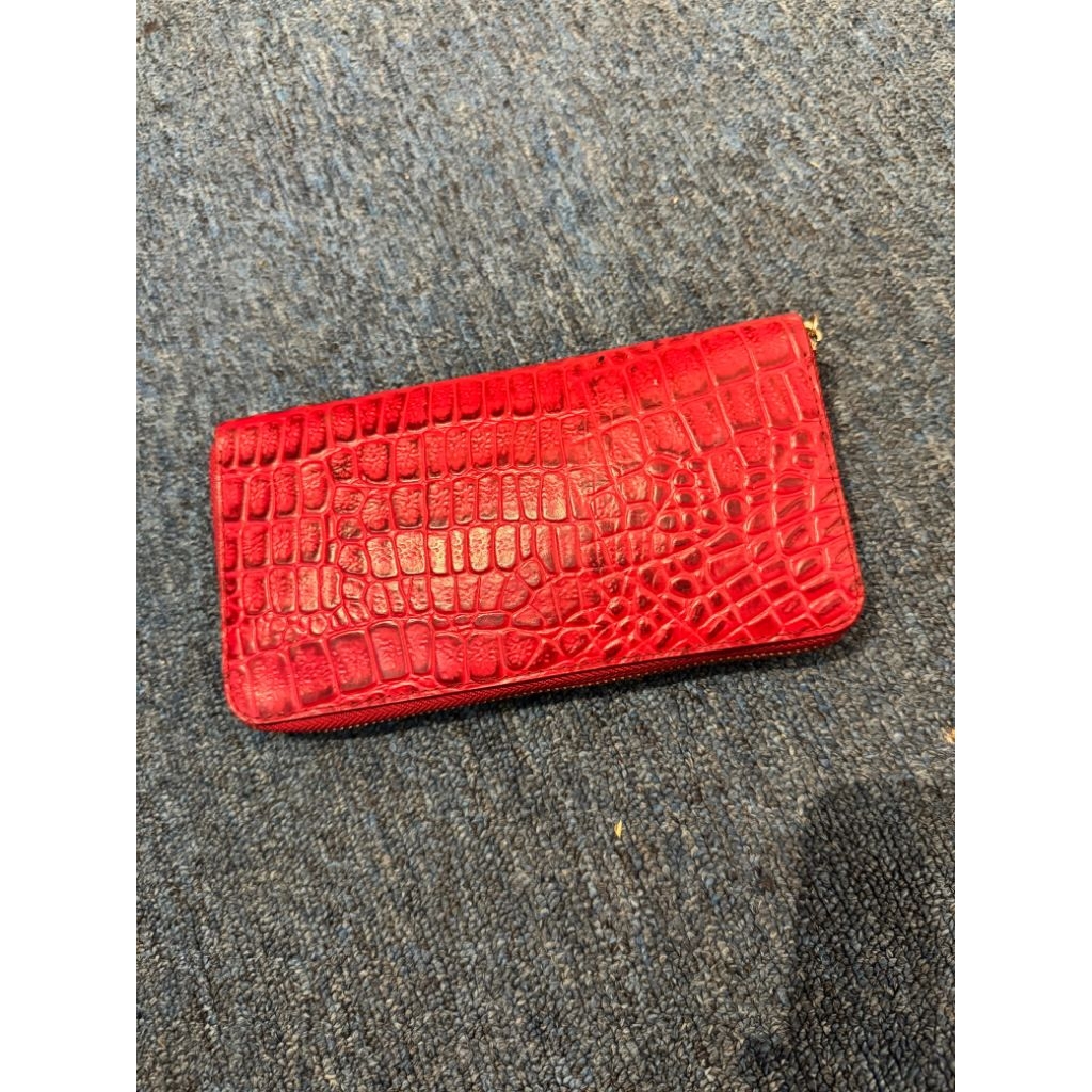 dompet asli kulit buaya warna merah untuk wanita