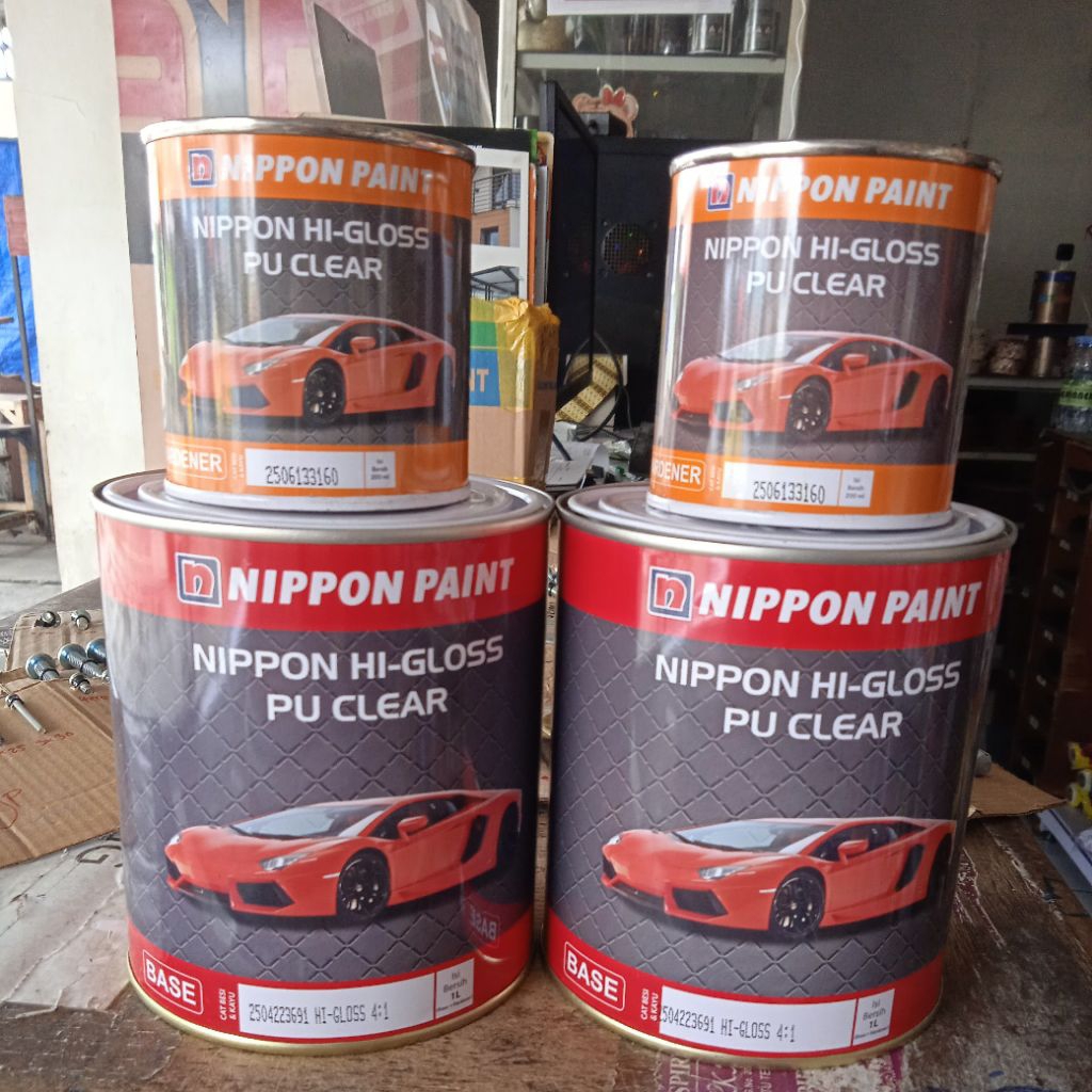 Nippon hi gloss pu clear + hardener kemasan 1 liter