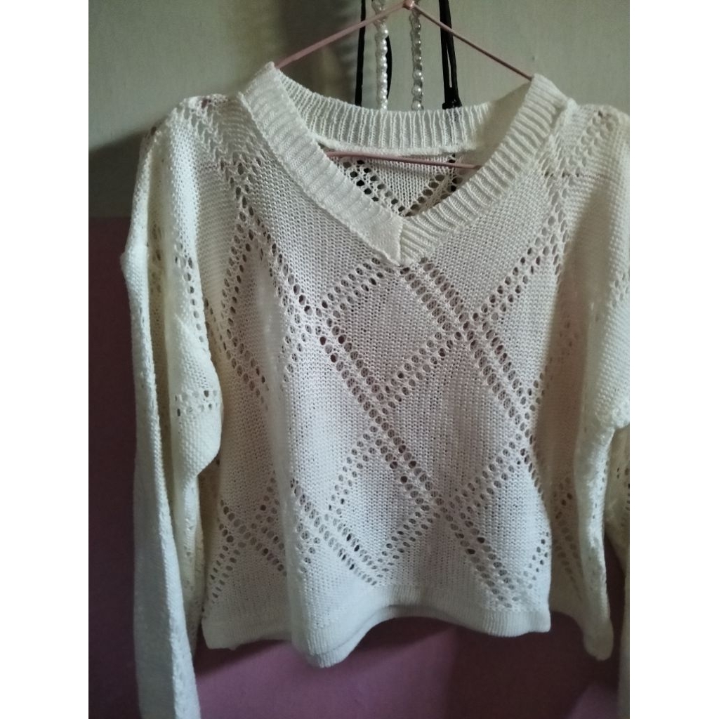 °preloved° sweater rajut crop motif diamond