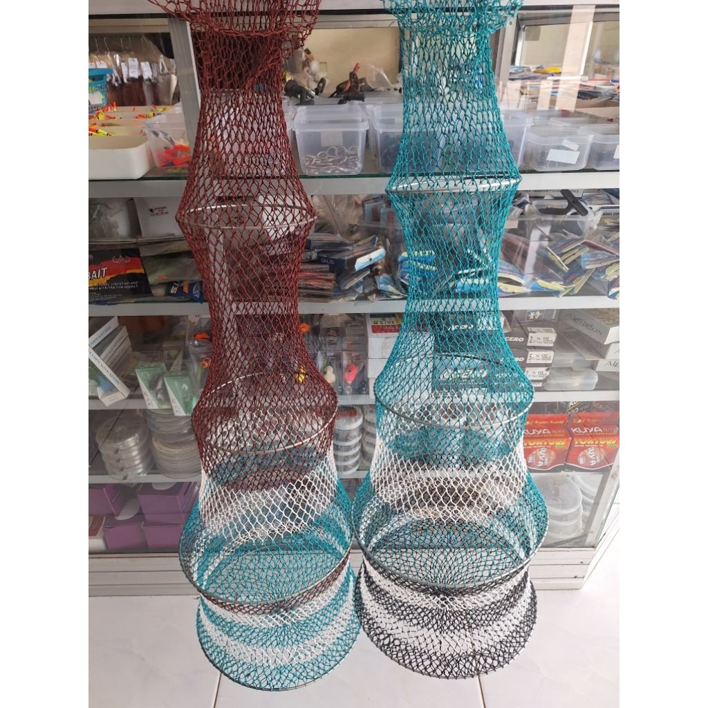Korang/Koja/Keramba Ikan Bahan Nylon Rajut Dengan Ring Bulat.