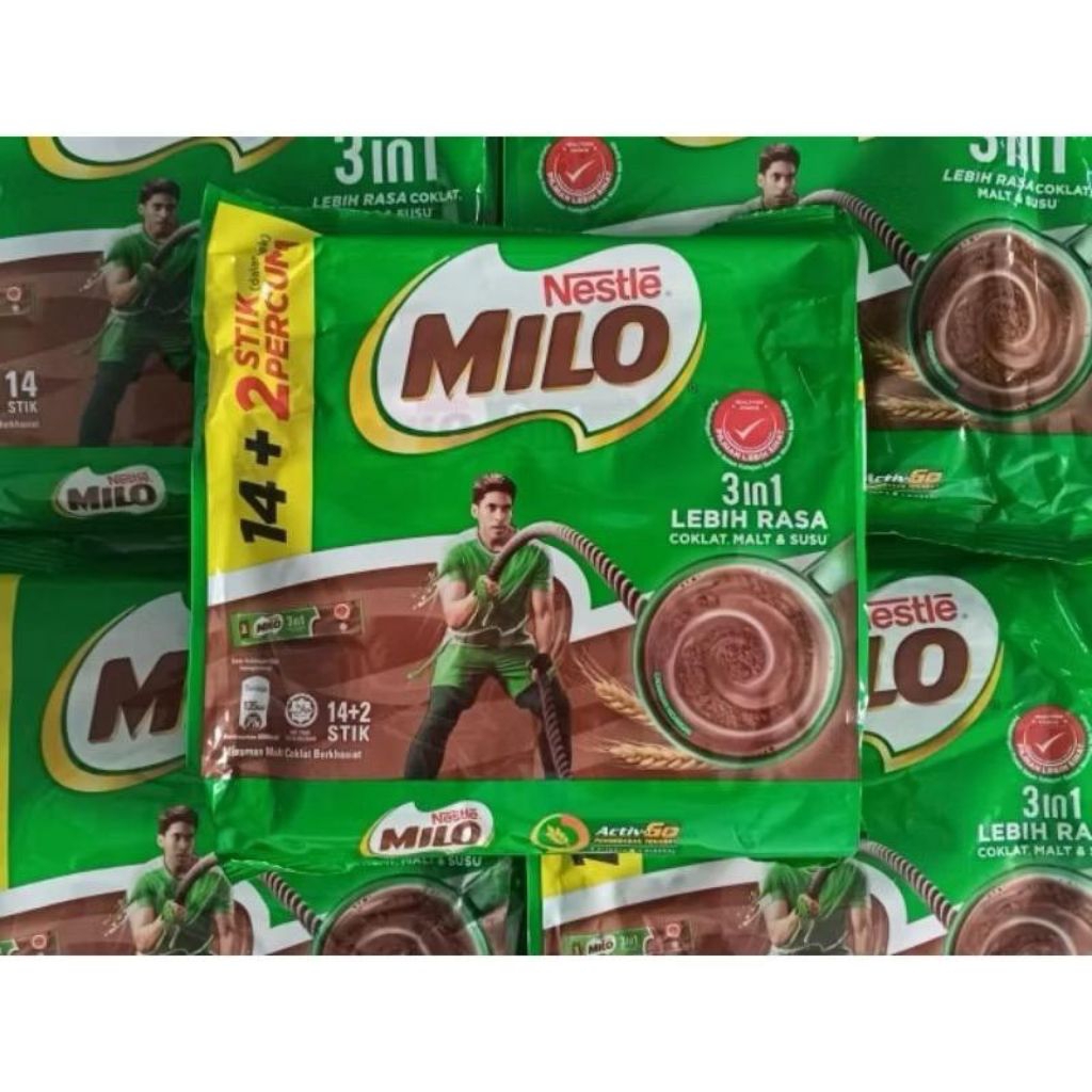 

Milo Sachet 3in1 Lebih Rasa Coklat Malt & Susu 14+2 Stik