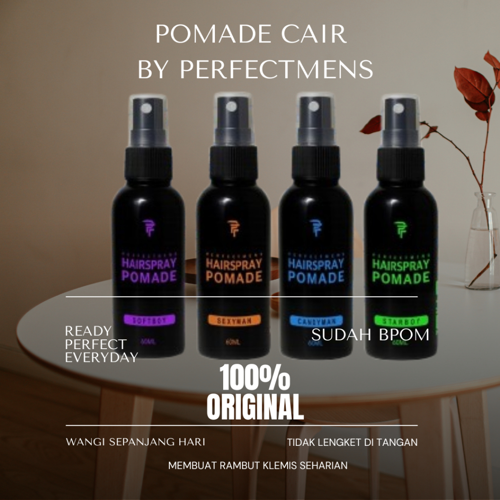 PERFECTMENS Hair Spray Pomade Cair Pria – Pomade Wangi Tahan Lama & Anti Lepek | Minyak Rambut Cowok