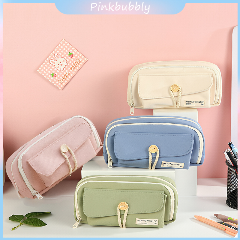 

Pinkbubbly.Kawaii Large Capacity Pencil Case For Girls Tempat Pensil Korea Besar Dengan Banyak Kompartemen