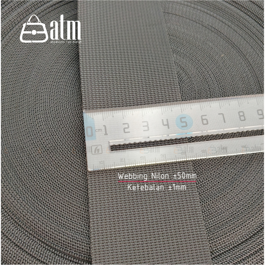 Webbing Nilon 50mm  tebal 1 mm 5 Motif Polos 1 yard