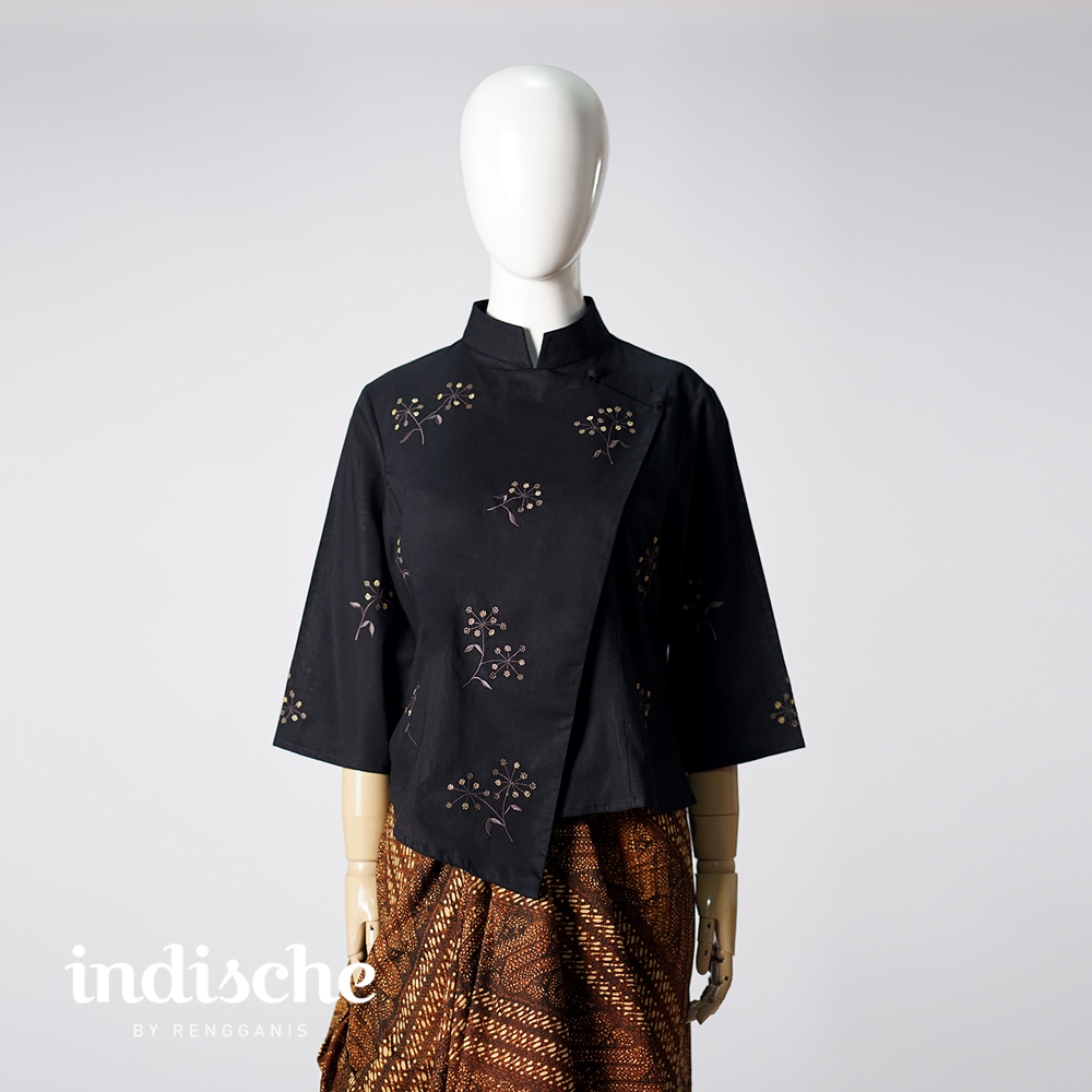 Indische by Rengganis Adas Beskap | Kebaya Beskap Wanita Lengan 3/4 Bordir Adas