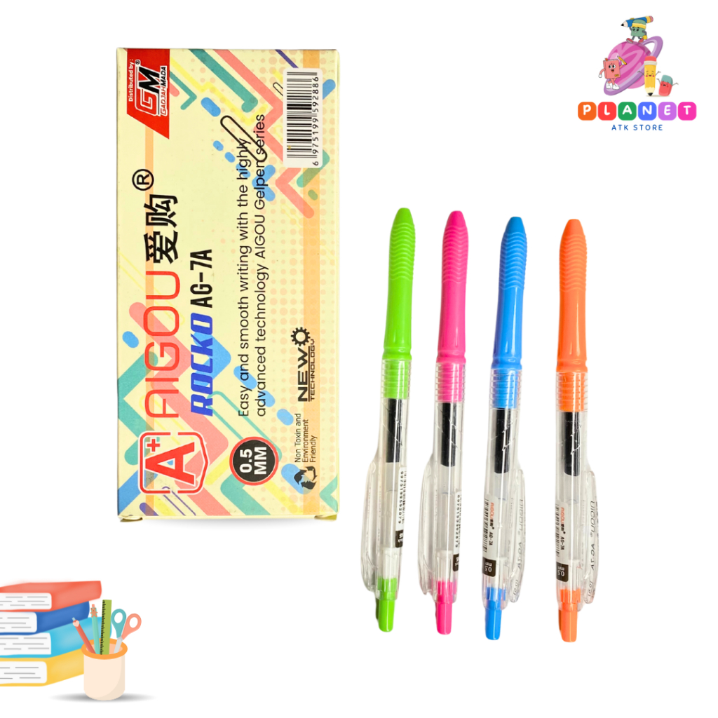

SELUSIN (12 PCS) AIGOU Rocko AG-7A GAJAH MADA GELPEN (0.5mm)