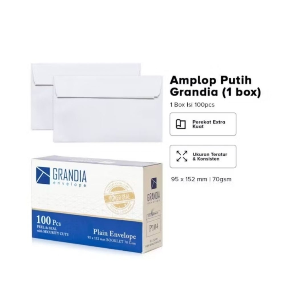 

Amplop putih GRANDIA 104 PER BOX ISI 100 LEMBAR