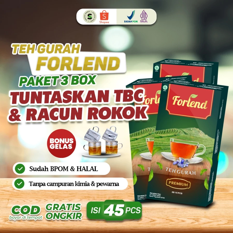 

Forlend 3 BOX Teh Gurah Herbal Detoks Lendir & Dahak | Forlend Teh Gurah Herbal Obat TBC & Sinusitis