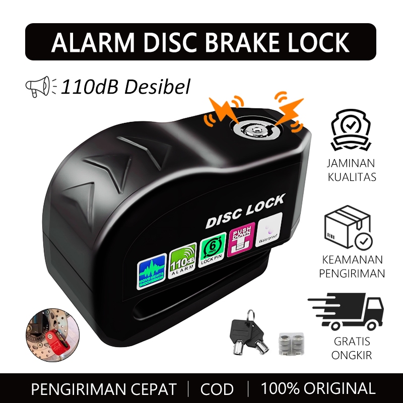 Kunci gembok pengaman alarm cakram disc lock motor Gembok Cakram Alarm Disc Lock Kunci Alarm Gembok