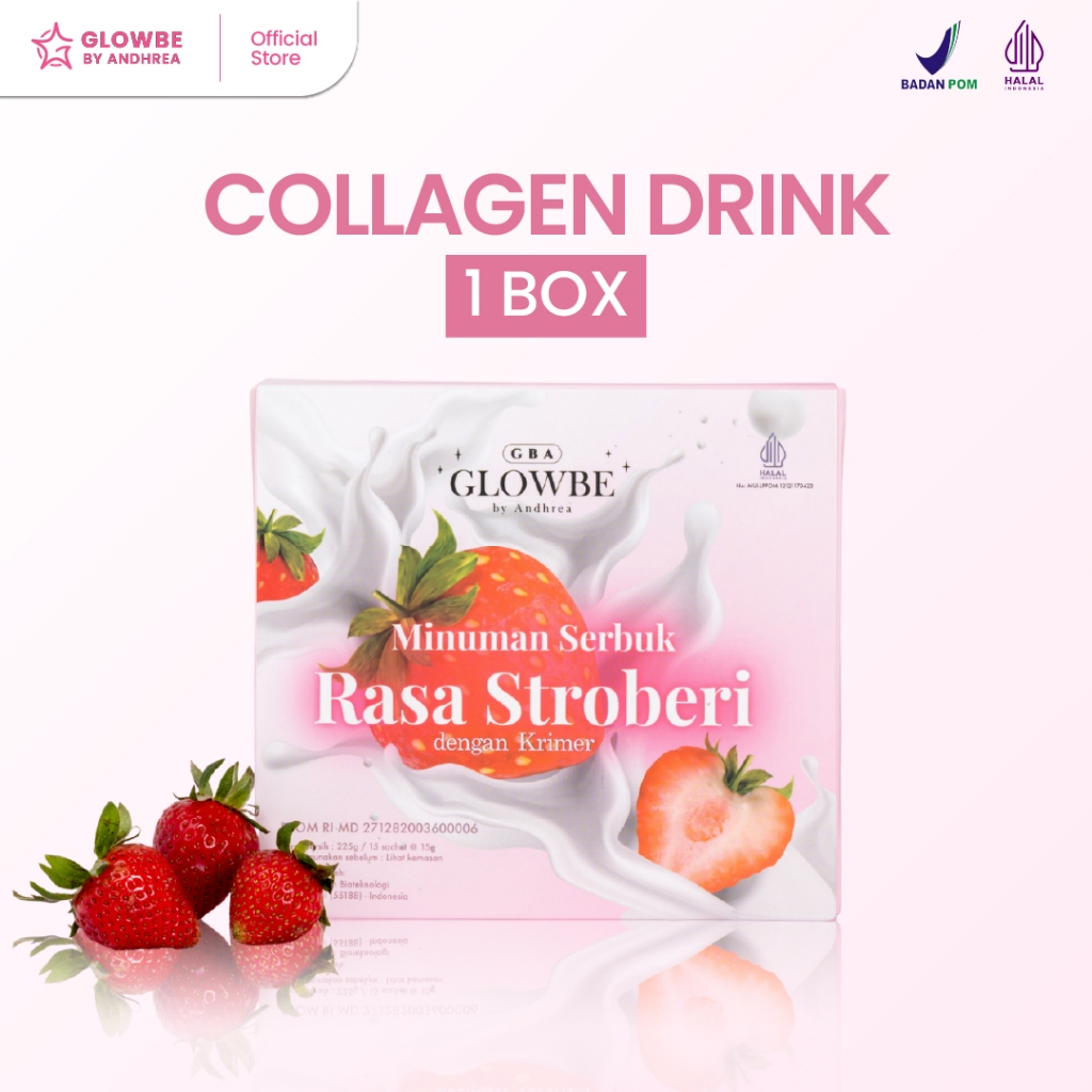 Glowbe Collagen Drink With L-Glutathione Minuman Kolagen Isi 15 Sachet Membantu Mencerahkan Kulit