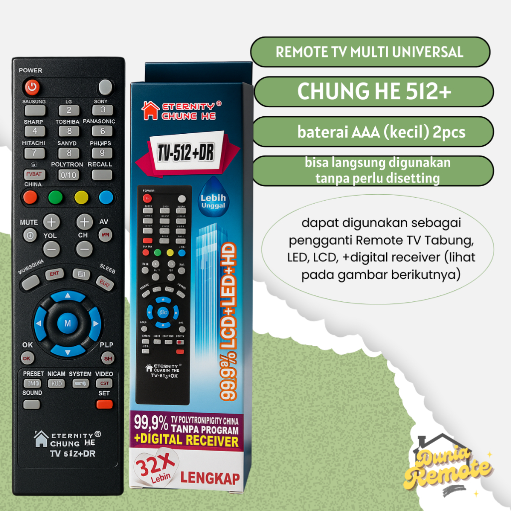 Remote TV Multi Tabung Chunghe 512+ LCD LED +DIGITAL RECEIVER UNIVERSAL
