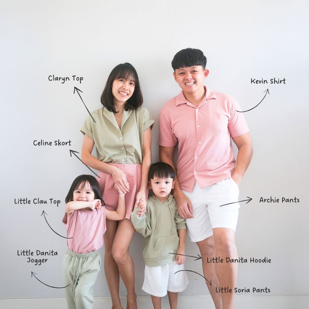 Isla Claryn Family Set Peach - Sage Green - Set Pakaian Keluarga - Baju Couple