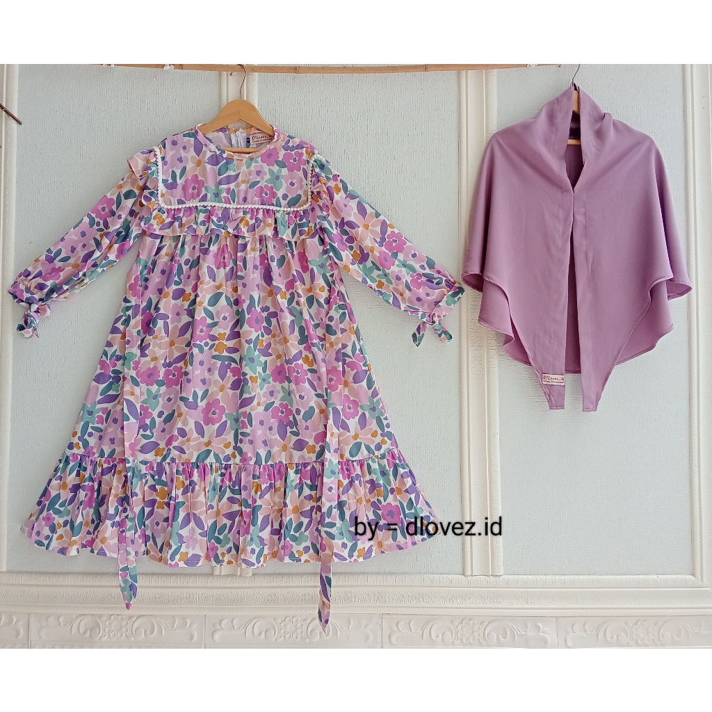 Ayesha Set Gamis Anak Rayon Free Hijab 1 - 12 Tahun