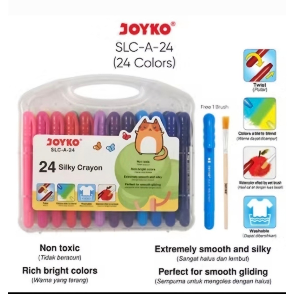 

JOYKO SILKY CRAYON PUTAR+KUAS DAPAT DIBERSIHKAN/NON TOXIC