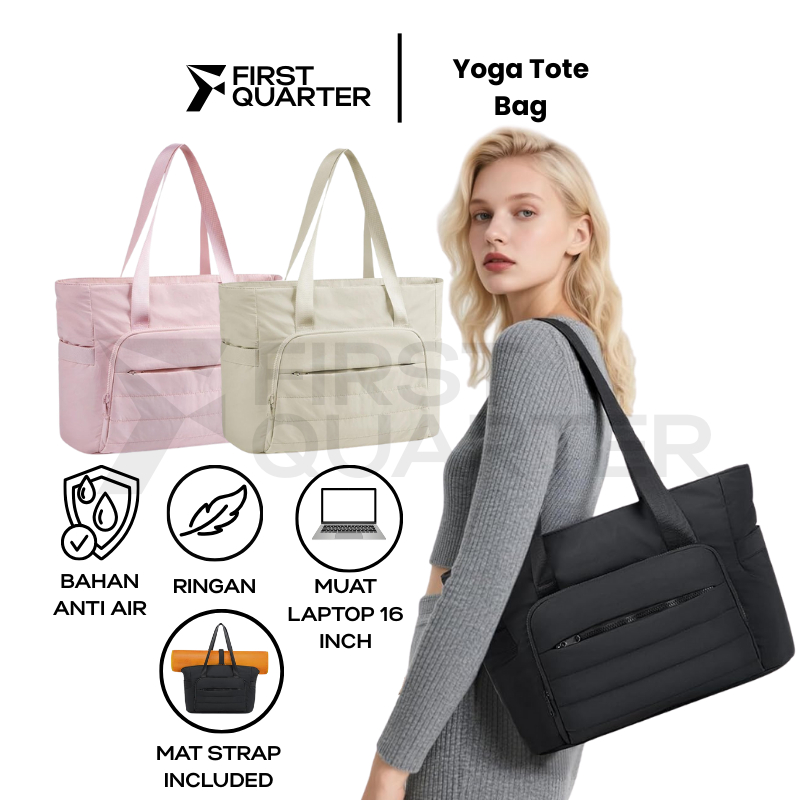 First Quarter - Yoga Tote Bag With Yoga Mat Holder - Tas Yoga Mat - Tas Jinjing Olahraga & Travel - 