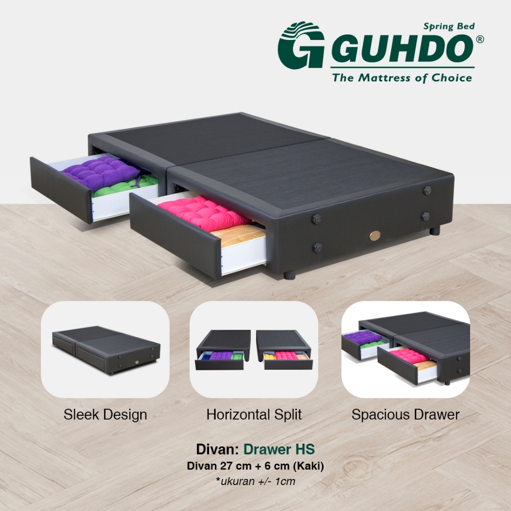 GUHDO DIVAN DRAWER HS - DIVAN LACI 2 - TANPA SANDARAN & TANPA KASUR