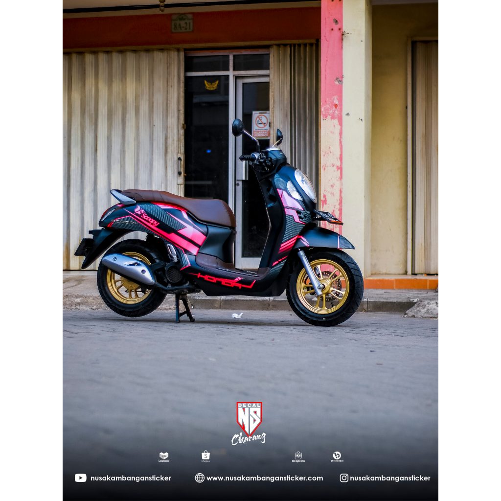 Decal Stiker Scoopy New Karbon Kombinasi Pink Sticker Full Body