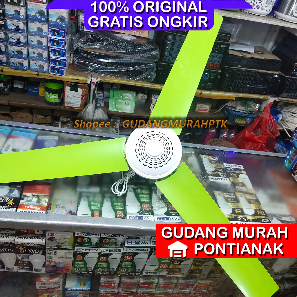 Hely fan JUMBO MYVO HIJAU 3 sayap BESAR Kipas Gantung Langit Dek GREEN MHF 588 Angin kuat kencang