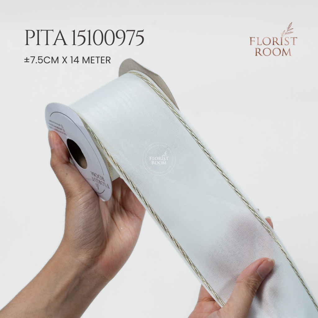 

Pita 15100975 ±7.5cm x 14meter - White Ribbon - Gift Ribbon - Kado - Hampers
