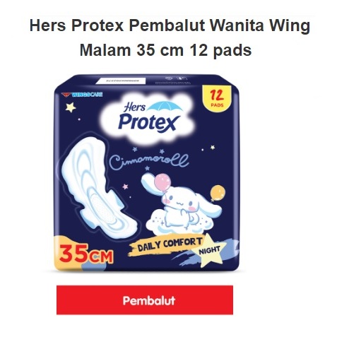Hers Protex Night Pembalut Wanita Malam 35cm 12 pads
