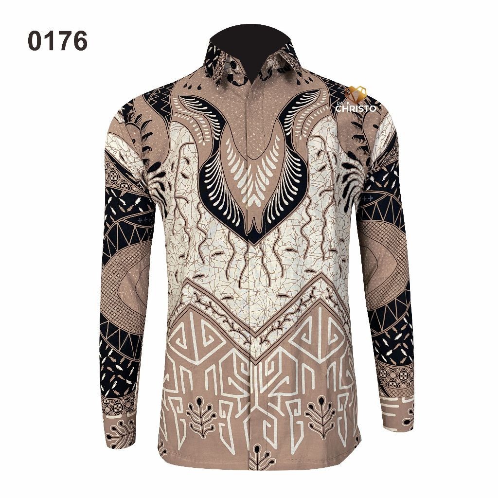 Kemeja Batik Pria Baju Lengan  Panjang Slimfit Lapis Furing Batik Christo 0176 Bahan Katun Premium E