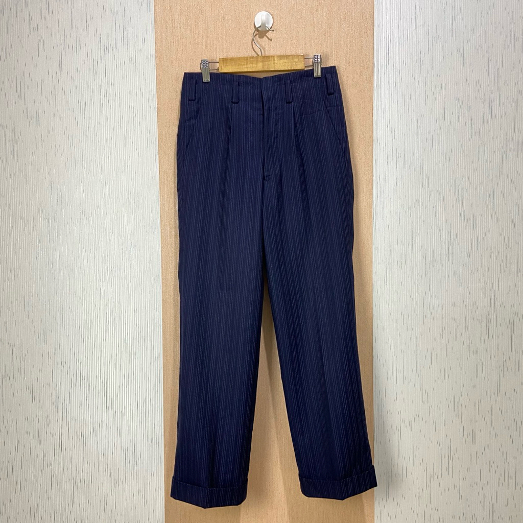 90s Heavyweight Wool Pleated Japan Tailored Trousers / Celana Vintage Pria / Size 27