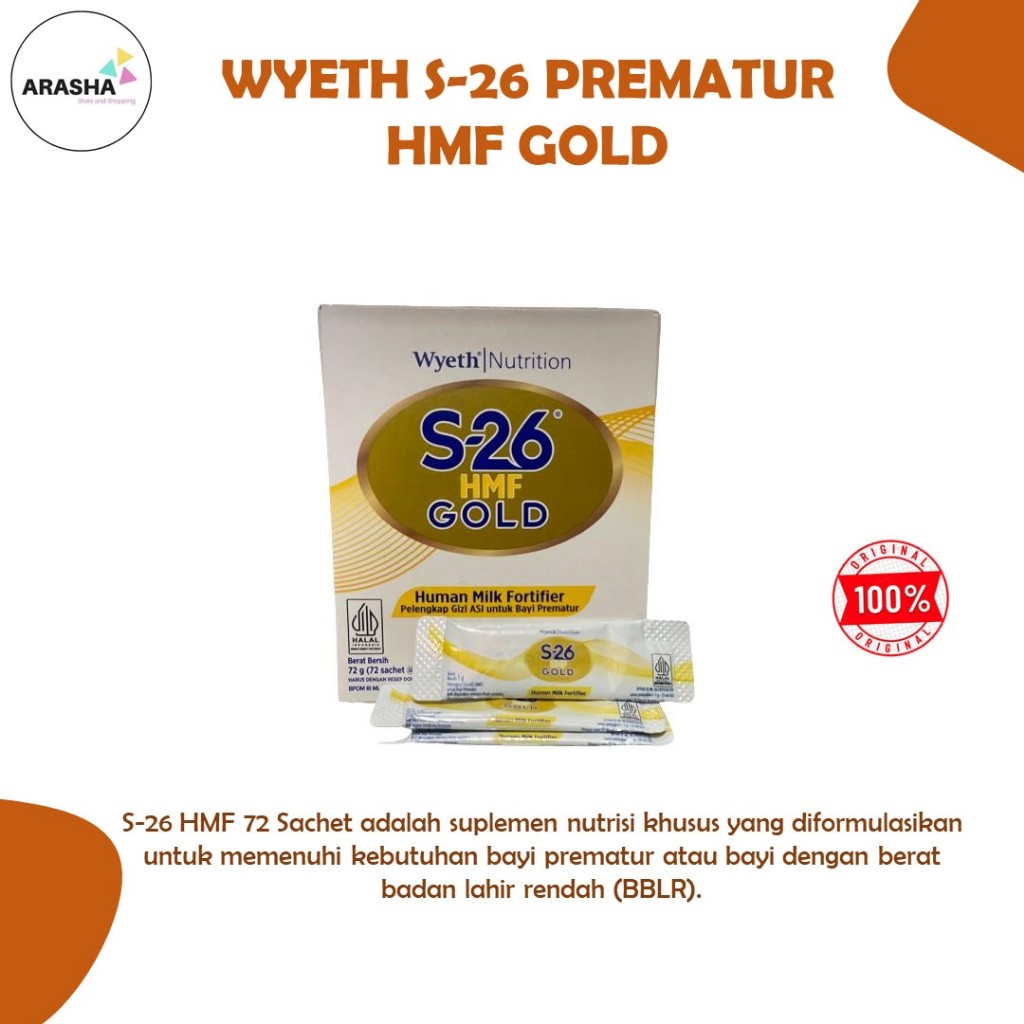 WYETH S-26 PREMATUR HMF GOLD SACHET PENAMBAH BB BAYI PREMATUR 72 SACHET (PERBOX)