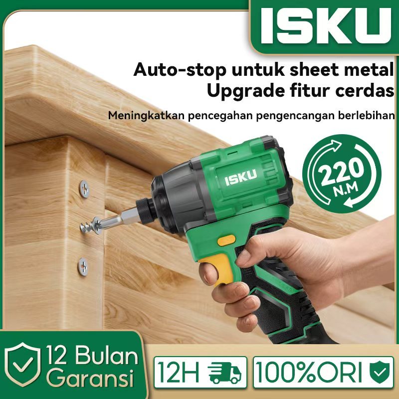 ISKU Cordless Brushless Impact Driver 220Nm  Impact Driver LXT Lithium-Ion Brushless Cordless Quick-