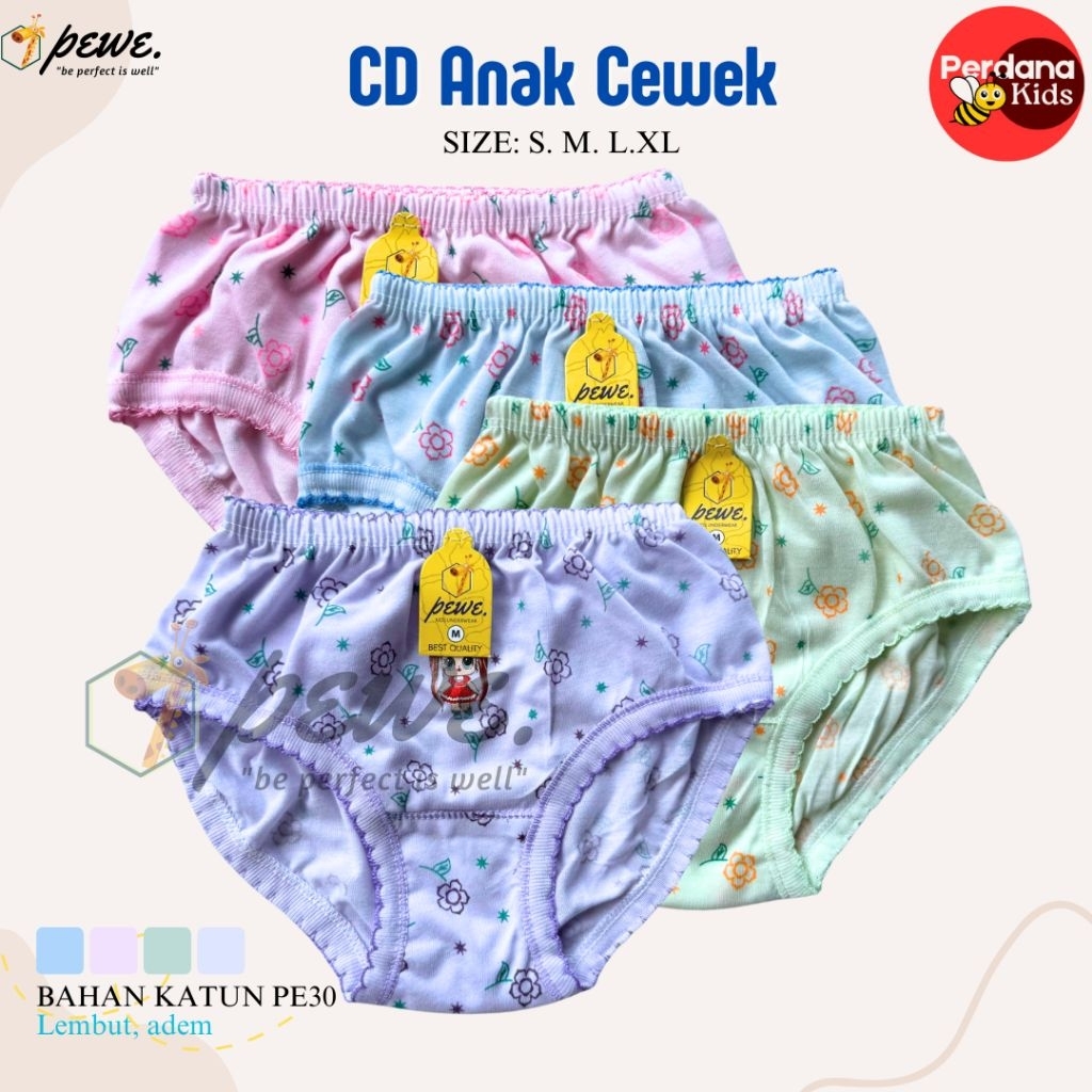 1/2 Lusin Celana Dalam Anak Perempuan umur 2-4 tahun Stabillo - CD celana dalam anak perempuan bahan