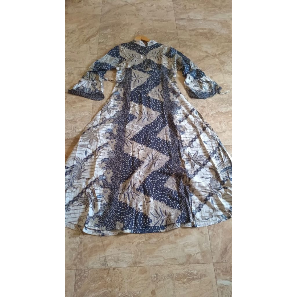 gamis katun batik solo resleting depan