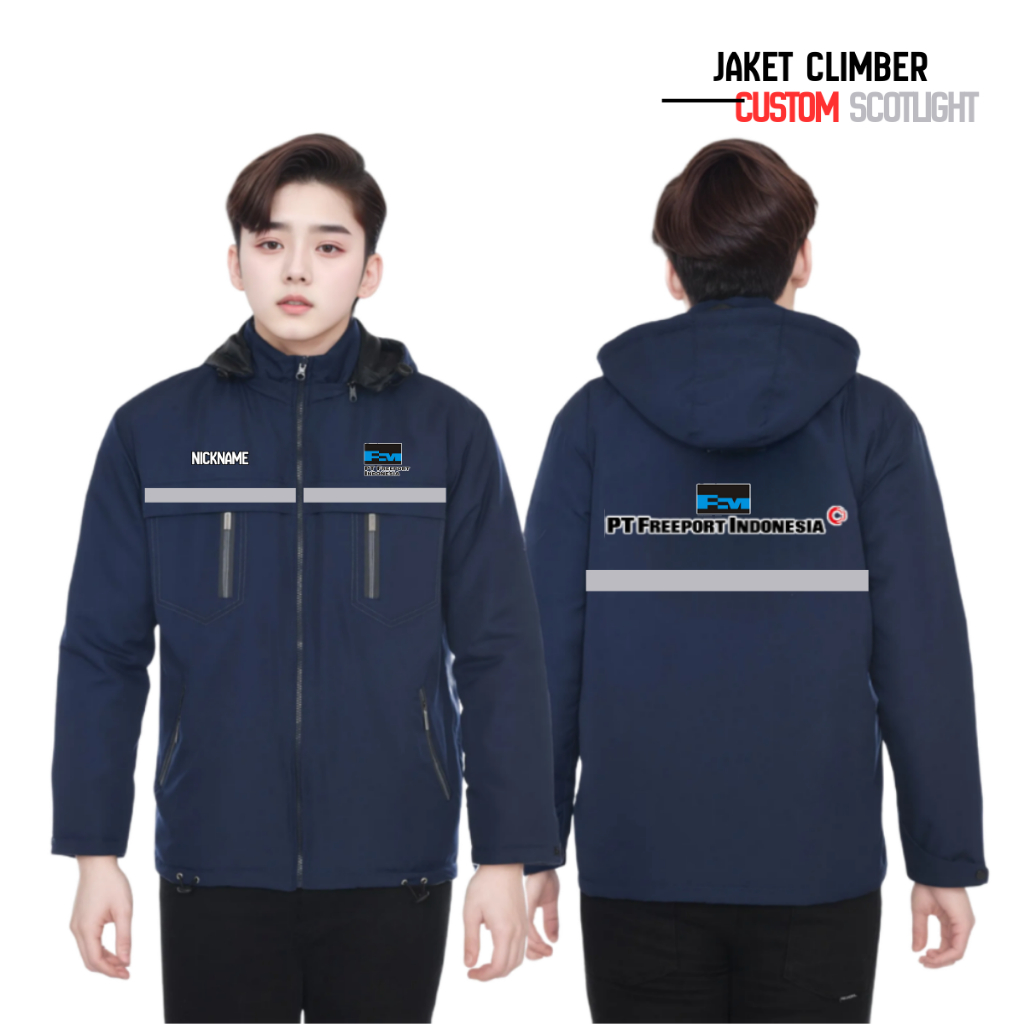 Custom Jaket Perusahaan Tambang Freeport Indonesia Scotlight 3 Lapis Ps Unisex Costum